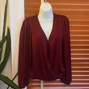 Eyeshadow Deep Red Pleated Blouse